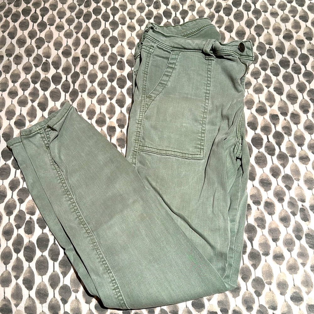 Army green ankle pants